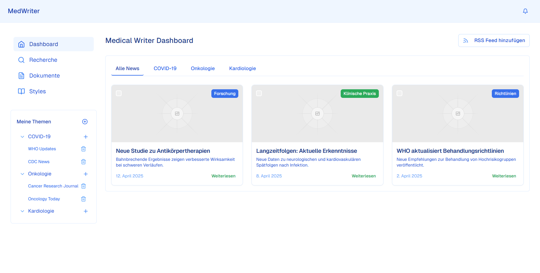 My Medical Writer Dashboard